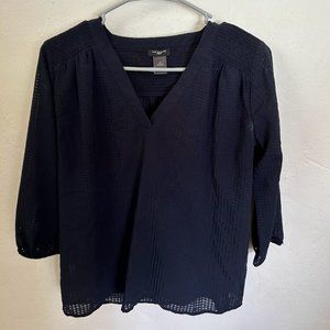 3/4 Sleeve Navy Blue Blouse